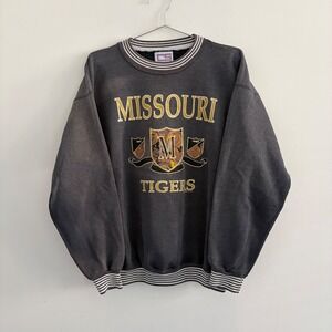 Vintage 1992 Crable Sportswear Missouri Tigers Sweatshirt Mens Large Gray